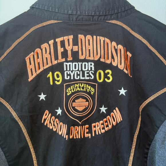 Harley Davidson Women's Embroidered Zip Up Short Sleeve Top Size 2XL - Picture 6 of 6